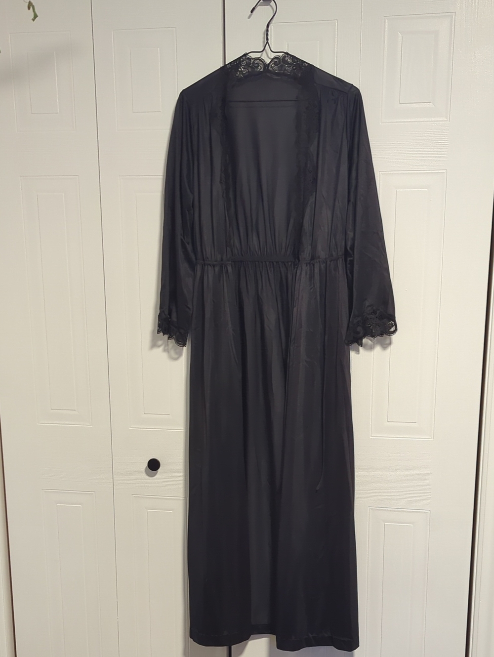 Sears Black Long Women's Lace-Trim Robe
